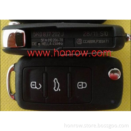 New model VW 3 button remote key Model Number is 5KO-959-753-J 5KO-837-202-J 434MHZ